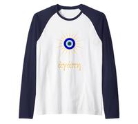 Agape Significa Amore in Greco con Il Tradizionale malocchio Greco Maglia con Maniche Raglan