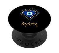 Agape significa amore in greco con il tradizionale malocchio greco PopSockets PopGrip Adesivo