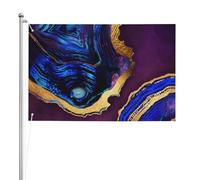 Agata astratta viola, blu, oro,Bandiera da giardino, bandiera decorativa da cortile, bandiera bifacciale, 2x3 piedi, per esterni e interni