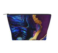 Agata astratta viola, blu, oro, Borsa da toilette Borsa per trucco Borsa per cosmetici Borsa da toilette da viaggio portatile
