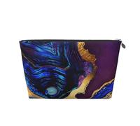 Agata astratta viola, blu, oro, Borsa da toilette Borsa per trucco Borsa per cosmetici Borsa da toilette da viaggio portatile