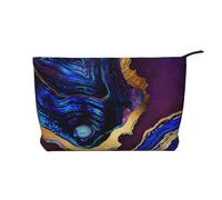 Agata astratta viola, blu, oro, Borsa per cosmetici in velluto a coste Borsa per il trucco Borsa da viaggio portatile