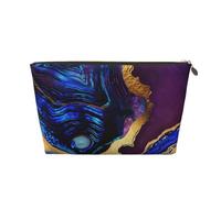 Agata astratta viola, blu, oro, Borsa per il trucco Borsa per cosmetici Borsa da toilette da viaggio portatile Borsa da toilette