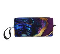 Agata astratta viola, blu, oro, Borsa per il trucco Borsa per cosmetici Borsa da toilette da viaggio portatile Borsa per trucco Organizer