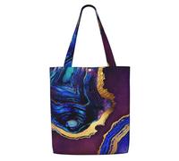 Agata astratta viola, blu, oro,Borse della spesa riutilizzabili, borse per la spesa, borsa a tracolla in tela di grande capacità