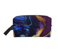 Agata astratta viola, blu, oro, organizer per cosmetici di grande capacità, borsa da viaggio per il trucco da donna