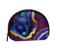 Agata astratta viola, blu, oro, piccola borsa portaoggetti per assorbenti igienici per il trucco, portamonete per cosmetici da donna