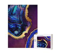 Agata astratta viola, blu, oro,Puzzle in legno da 300 pezzi per adulti e adolescenti