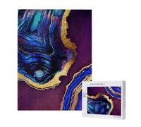 Agata astratta viola, blu, oro,Puzzle in legno da 500 pezzi per adulti e adolescenti