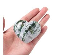Agata di Muschio Naturale di Cristallo a Forma di Cuore Pietre preziose Intaglio di Cristallo Artigianato Pietra di Palma burattata Pietra Chakra lucidato Pietra di Preoccupazione Fai da Te