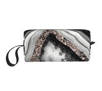 Agata oro rosa glitter glam gemma decorazione art, Borsa per il trucco Borsa per cosmetici Borsa da toilette da viaggio portatile Borsa per trucco Organizer