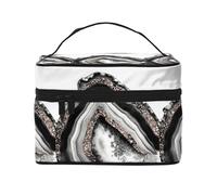 Agata oro rosa glitter glam gemma decorazione art, Borsa per il trucco Borsa per cosmetici Borsa da toilette da viaggio portatile Astuccio per matite Astuccio da toilette
