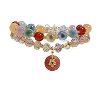 Agate Double Loop Bracelet for Women, Crystal Safety Buckle Charm Bangle | Elegant Agate Bracelet With Safety Buckle, Double-loop