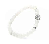 Agathe Creation - Bracciale in pietra di luna, perla centrale in argento 925, fatto a mano su misura, rif. BP022016 e Argento, colore: bianco, cod. BP022016