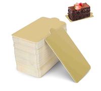 Agatige 100Pcs Mini tavole torta quadrata, oro mousse torta carta piatti Cupcake Dessert Display vassoio per matrimonio compleanno (L)