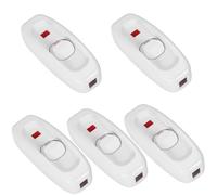 Agatige 5 pezzi ON OFF interruttore a bilanciere in linea con LED, interruttore a cavo AC 250 V/10A per lampada da tavolo riparazione lampada tavolo fai da te 2 fili facile installazione (bianca)