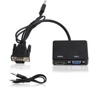 Agatige Adattatore da VGA a HDMI, Interfaccia Adattatore da VGA a HDMI 1080p (1 in 2 out) Convertitore Splitter di Alta Definizione per PC Proiettore del Computer HDTV(Nero)