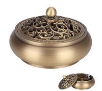 Agatige Bruciatore di incenso in Ottone con Coperchio, Porta incenso Antico Incensiere Bruciatore di incenso Ciotola per Bobine Stick Incenso Home Office Decor