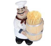 Agatige Figurine dello chef Porta stuzzicadenti, dispenser di stuzzicadenti in resina con statua dello chef italiano per bancone della cucina Ristorante Coffee Shop Decor