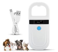 Agatige Lettore di ID per Animali Domestici, Display per Etichette Microchip Scanner ID Chip con 128 Tag Lettore Microchip RFID Portatile per Animale Domestico Cane Gatto