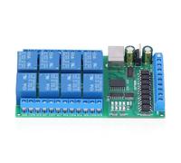 Agatige Modulo di schermatura relè a 8 canali, Uscita di Ingresso Relè USB Multifunzione Collettore Porta IO Scheda interruttori Porta seriale UART con comandi AT UD74B08 DC 12V