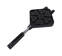 Agatige Padella per waffle in alluminio a forma di cuore antiaderente | Pentola per colazione a doppio lato Macchina per colazione da campeggio portatile per picnic da viaggio campeggio all'aperto