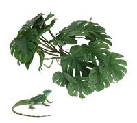 Agatige Pianta di terrario di rettile, piante di palma artificiale foglie sicure aggiungi divertimento decorazione di foglie di tartaruga di plastica piante finte con ventosa per il