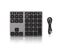 Agatige Tastiere Numeriche Bluetooth, BT308 Tastierino Wireless 35 Tasti 5.0 Ricaricabile Portatile Tastierino Numerico Sottile per PC Desktop Notebook Laptop(Grigio Ferro)