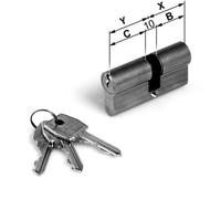 AGB Cilindro MOD. 600 con chiave e chiave col. 16 CIL NICHELATO OPACO lunghezza