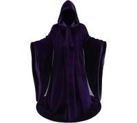 AGCOAH Costume da mago su due lati, mantello viola con cappuccio, mantello da stregone con maniche (viola e nero, 150 cm)