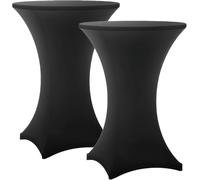 agctrler Confezione da 2 Copritavolo da Cocktail Elasticizzato Spandex, Tovaglia Elastica per Tavolo Alto Rotondo Ø80-85cm, Antimacchia e Antipiega per Matrimoni, Feste, Bar, Eventi All’Aperto, Nero