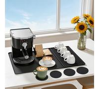 agctrler Tappetino scolapiatti 2 in 1 con bordo 60 × 40 cm, base per macchina da caffè in silicone con 4 sottobicchieri in silicone, resistente al calore, antiscivolo, facile da pulire