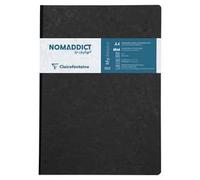 Clairefontaine 791421C collezione Age Bag taccuino cucito con dorso in tela nero - A4 21x29,7 cm - 192 pagine a quadretti piccoli - Carta Bianca 90 g - Copertina in carta Lustrée a grana grossa effetto cuoio