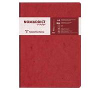 Clairefontaine 791462C collezione Age Bag taccuino cucito con dorso in tela rosso - A4 21x29,7 cm - 192 pagine a righe - Carta Bianca 90 g - Copertina in carta Lustrée a grana grossa effetto cuoio