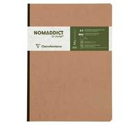 Clairefontaine 79140C collezione Age Bag taccuino cucito con dorso in tela tabacco - A4 21x29,7 cm - 192 pagine a tinta unita bianche - Carta 90 g - Copertina in carta Lustrée a grana grossa effetto cuoio