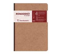 Clairefontaine 79546C Collection Age Bag Un taccuino Cousu Dos Toilé tabacco - A5 14,8x21 cm - 192 pagine rigate - carta bianca 90g - copertina in carta lustrée a grana grossa effetto cuoio