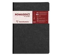 Clairefontaine 795461C Collection Age Bag Un taccuino Cousu Dos Toilé nero - A5 14,8x21 cm - 192 pagine rigate - carta bianca 90g - copertina in carta lustrée a grana grossa effetto cuoio
