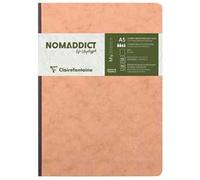 Clairefontaine 79540C Collection Age Bag Un taccuino Cousu Dos Toilé tabacco - A5 14,8x21 cm - 192 pagine a tinta unita bianche- Papier 90g - copertina in carta lustrée a grana grossa effetto cuoio