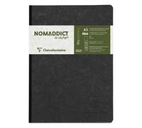 Clairefontaine 795401C Collection Age Bag Un taccuino Cousu Dos Toilé nero - A5 14,8x21 cm - 192 pagine a tinta unita bianche- Papier 90g - copertina in carta lustrée a grana grossa effetto cuoio
