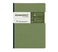 Clairefontaine 795403C Collection Age Bag Un taccuino Cousu Dos Toilé verde - A5 14,8x21 cm - 192 pagine a tinta unita bianche- Papier 90g - copertina in carta lustrée a grana grossa effetto cuoio