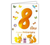 Age MV 69 - 2008 scheda di buon compleanno 8 anni bambino ragazzo ragazza motivo regalo Scoiattolo Volpe Uccelli Farfalle