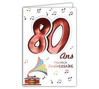Age MV 69 - 2042 scheda Compleanno 80 anni Uomo Donna, motivo musica sonophone