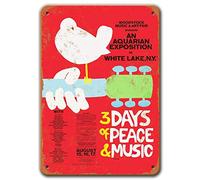 Agedsign Woodstock - Poster vintage in metallo, decorazione artistica da parete Woodstock per bar, casa, uomo, grotta, caffè, 20,3 x 30,5 cm