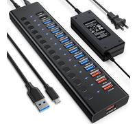 AGEEN Splitter Hub USB C a 16 porte (10 porte USB 3.0+2 porte di ricarica rapida+2 porte di ricarica intelligenti+2 porte USB C)