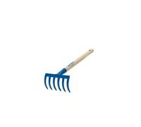 Agef - RASTRELLINO in Acciaio A 6 Denti CURVI 7X11X31,5CM - con Manico in Legno - Verniciato Blu