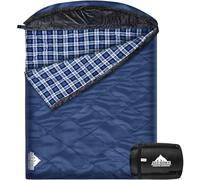 AGEMORE Sacco a pelo doppio in flanella di cotone con cappuccio foderato in pile, impermeabile, queen size, 2 persone, per adulti, freddo, campeggio, zaino in spalla o escursionismo, 3-4 stagioni