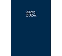 Agenda 2024: Agenda giornaliera 2024 formato A4 21X29.7 CM, aziendale, una pagina per giorno anche sabato e domenica, una/due righe per ora h24, ... cartacea morbida BLU, versione economica