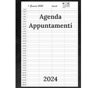 Agenda 2024 giornaliera per appuntamenti: Un giorno per pagina con giorni e ore | 12 mesi italiano da gennaio a dicembre 2024 Intervalli di 30 minuti A4