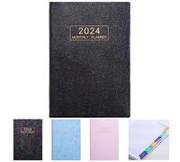 Agenda 2024, planner mensile 2024, da gennaio 2024 a dicembre 2024, 20,90 cm x 14,5 cm, planner settimanale e mensile con segnalibri, carta spess contatti+calendari+vacanze, rilegatura a doppio filo