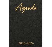 Agenda 2025 2026: Cuir Noir & Doré | Semainier (1 semaine sur 2 pages) | Grand format - A4 | 21x29,7 cm | Planning hebdomadaire vertical | Colonnes & horaires | Homme